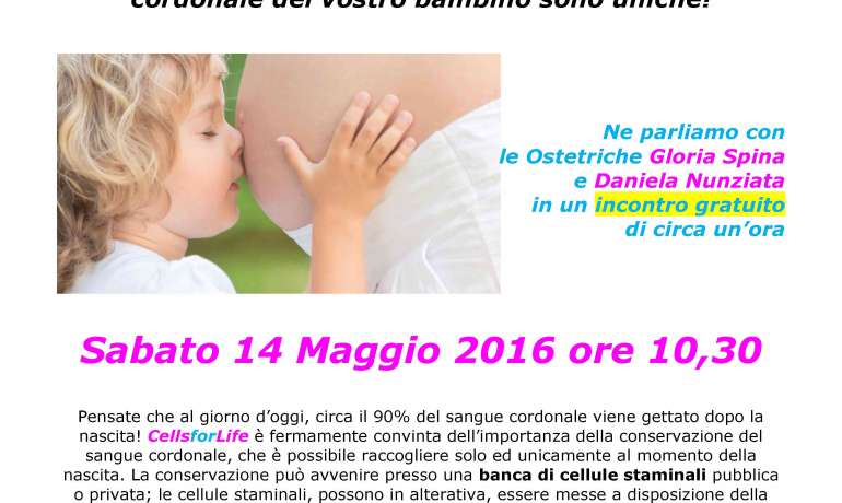 Un’ occasione unica nella vita – Incontro sulle cellule staminali